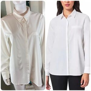 New NWT Modern Ambition White Button-Up Shirt Delightfully Technical Traveler L